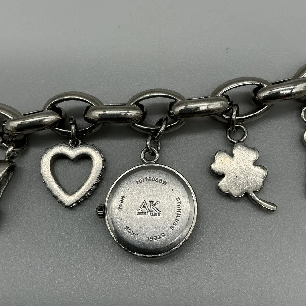 Anne Klein Womens Watch 20mm Silver Tone Charms AK 10/7805SW New Battery 7.5